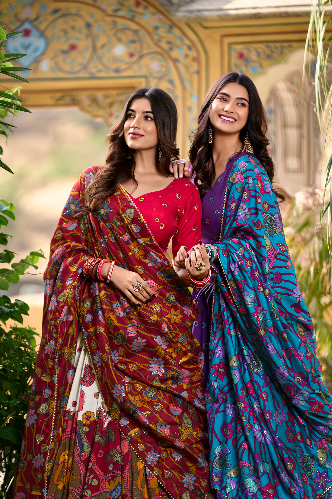 Women's Purple Tusser Silk Floral Printed Lehenga Choli with Foil Work & Gotta Patti Dupatta | Designer Festive, Wedding & Party Wear
