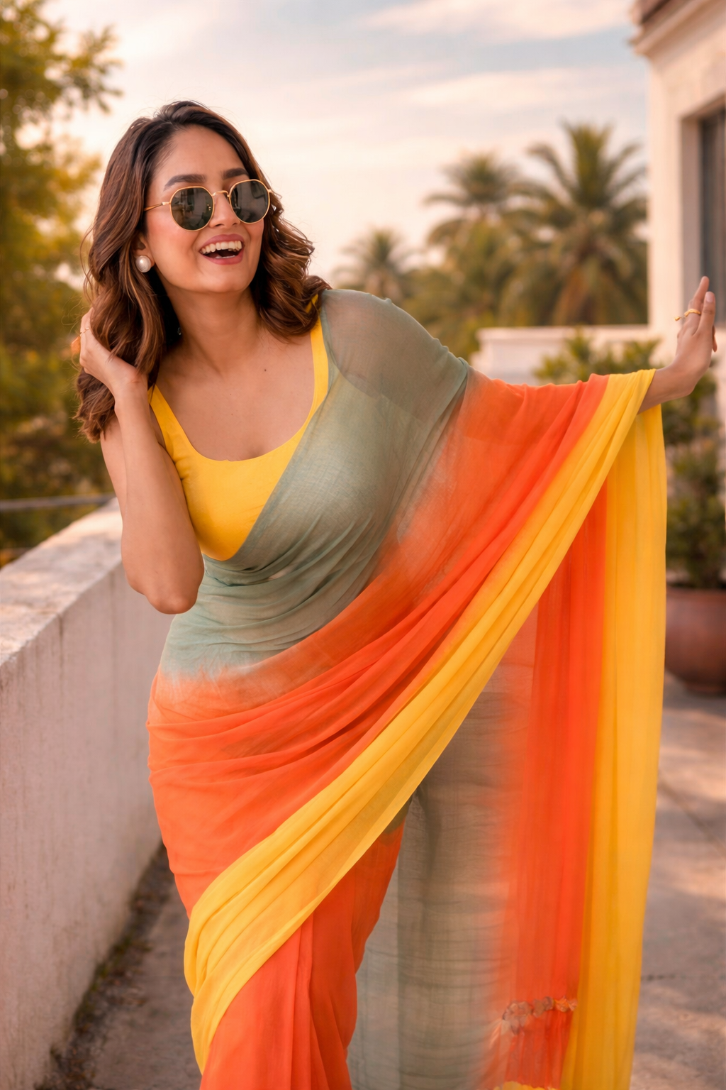 Vibrant Sunset Hues Everyday Saree