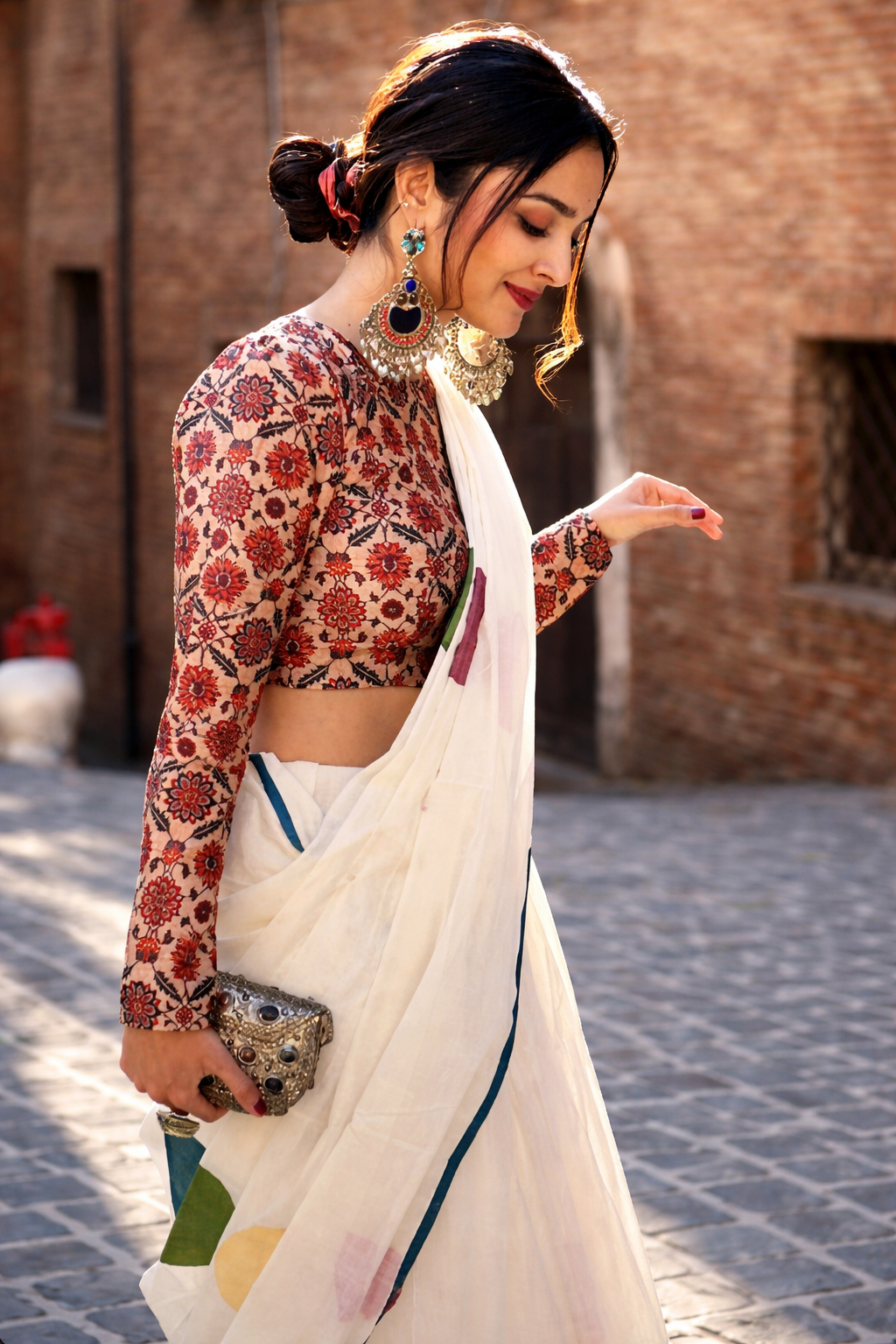 Elegant Off-White Linen Cotton Saree with Minimal Border Design