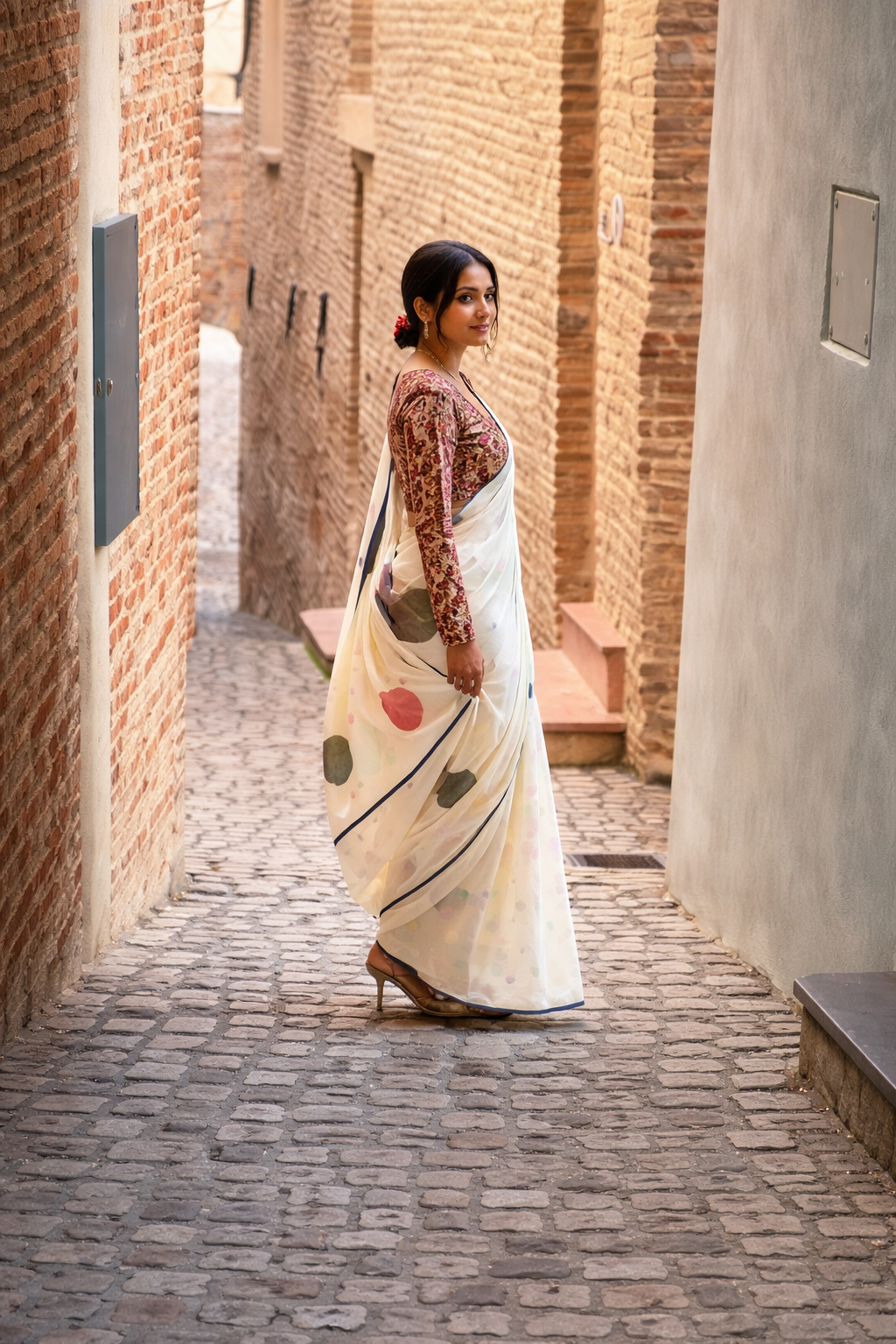 Elegant Off-White Linen Cotton Saree with Minimal Border Design