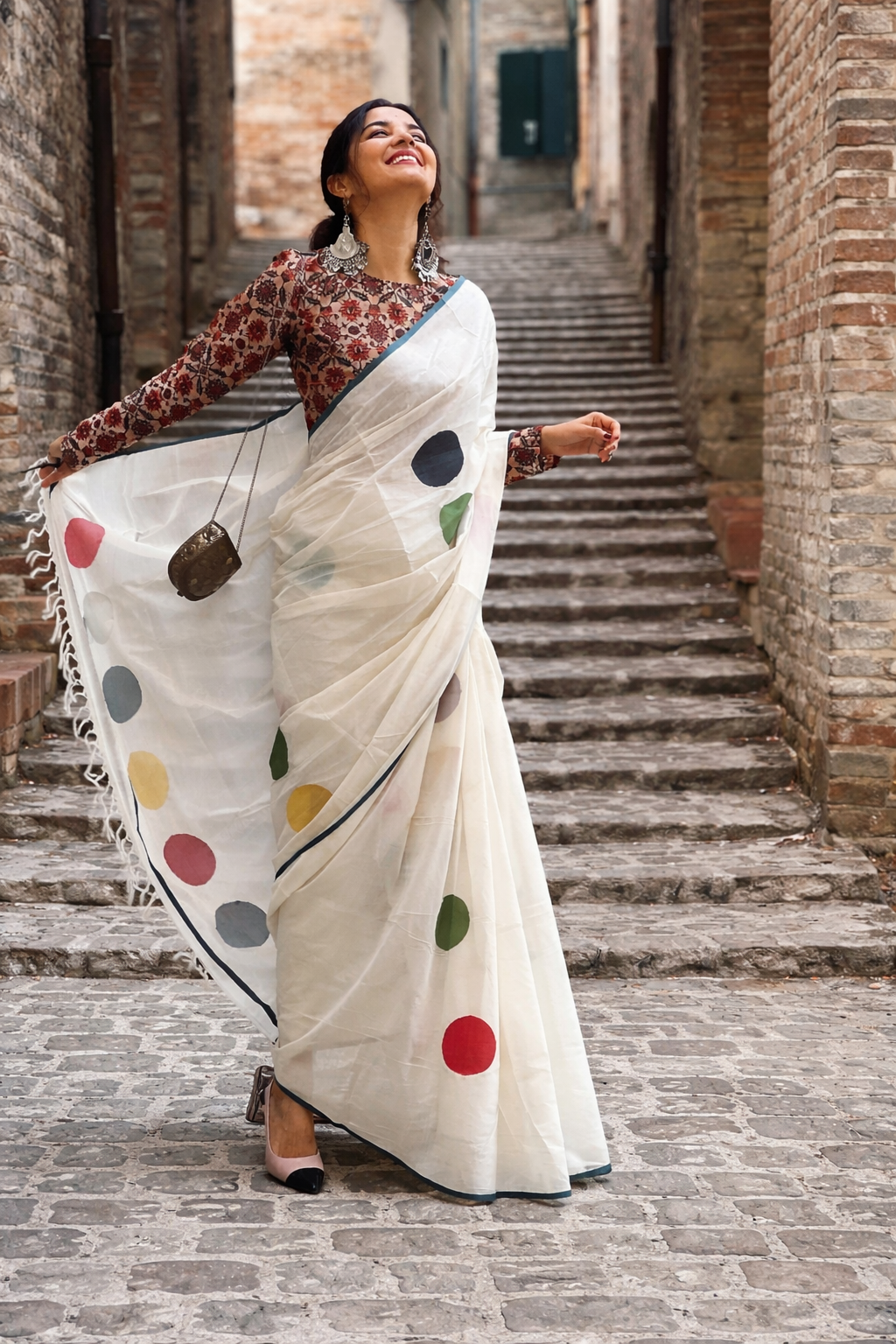Elegant Off-White Linen Cotton Saree with Minimal Border Design