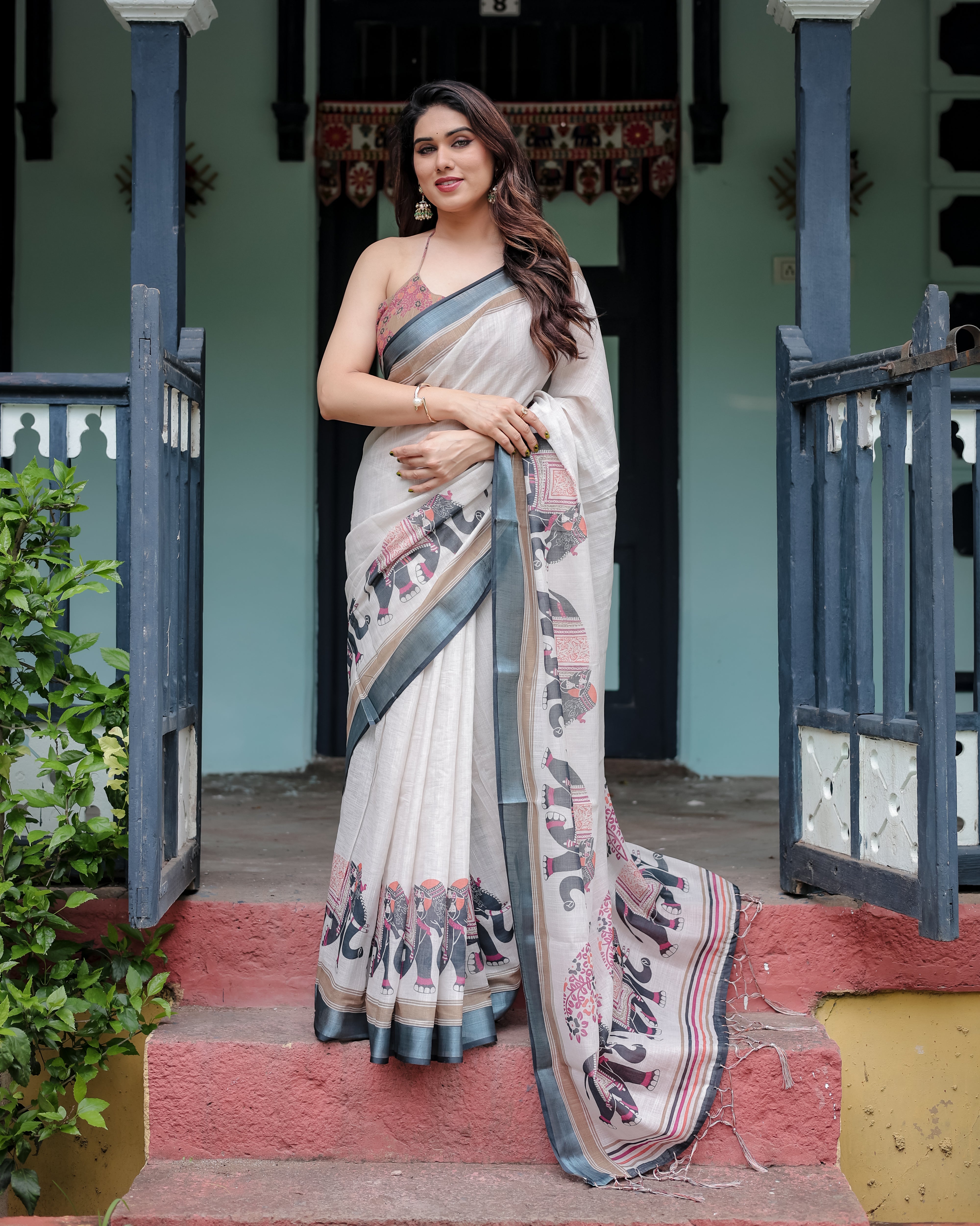Heritage Elephant Border Handwoven Saree