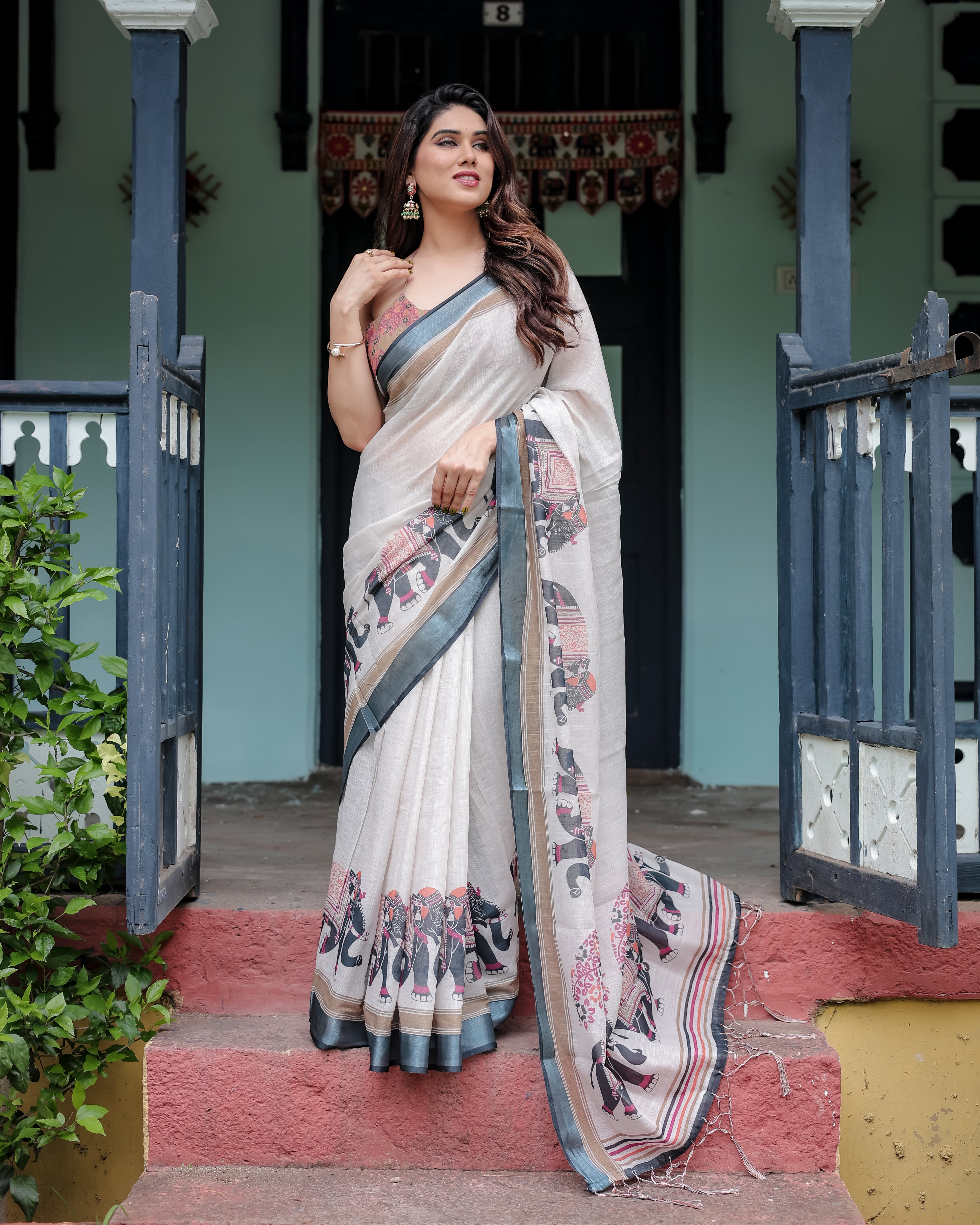 Heritage Elephant Border Handwoven Saree