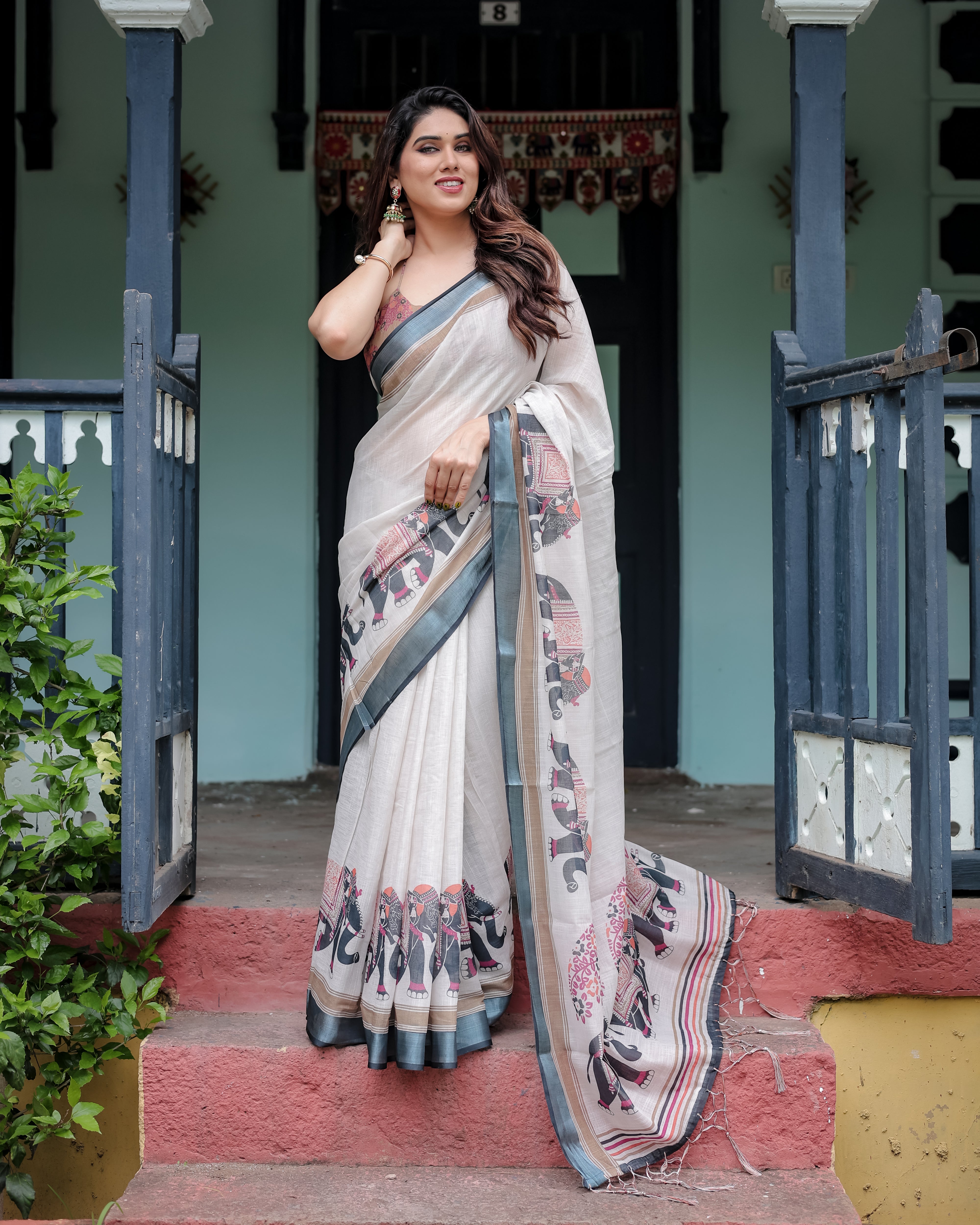 Heritage Elephant Border Handwoven Saree