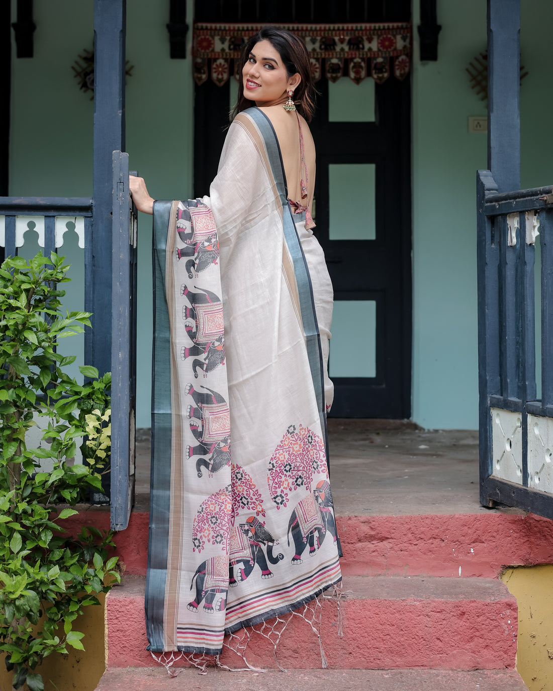 Heritage Elephant Border Handwoven Saree