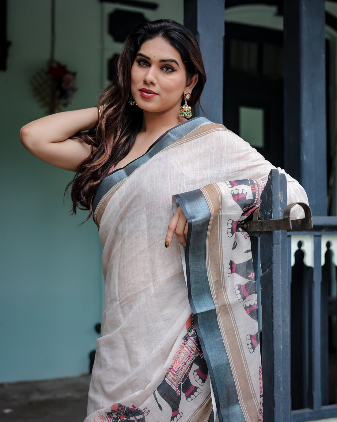 Heritage Elephant Border Handwoven Saree