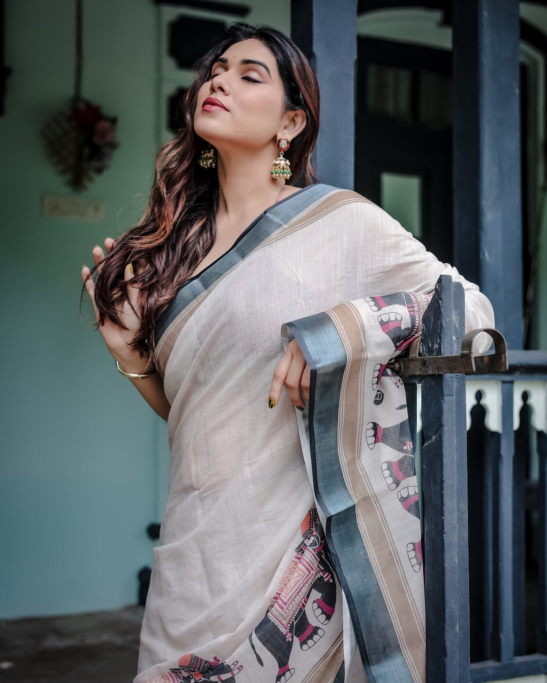 Heritage Elephant Border Handwoven Saree