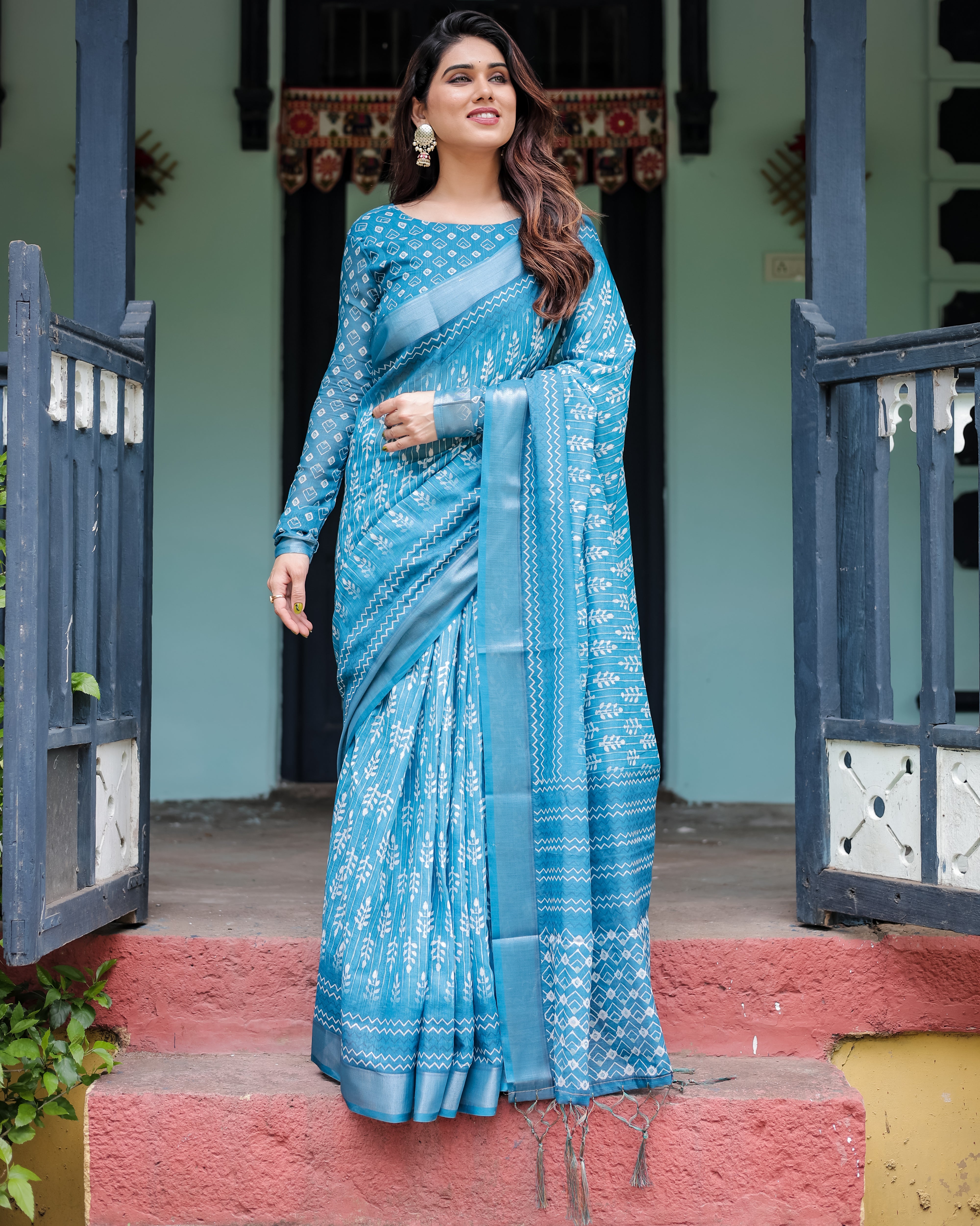 Indigo Weave Linen Saree