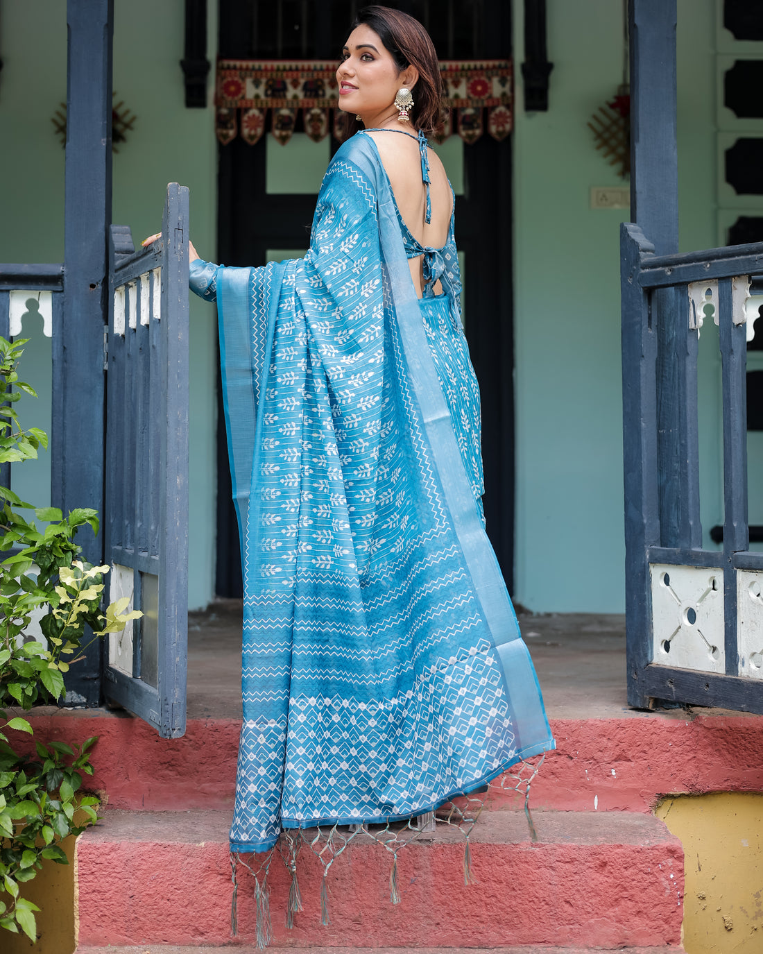 Indigo Weave Linen Saree