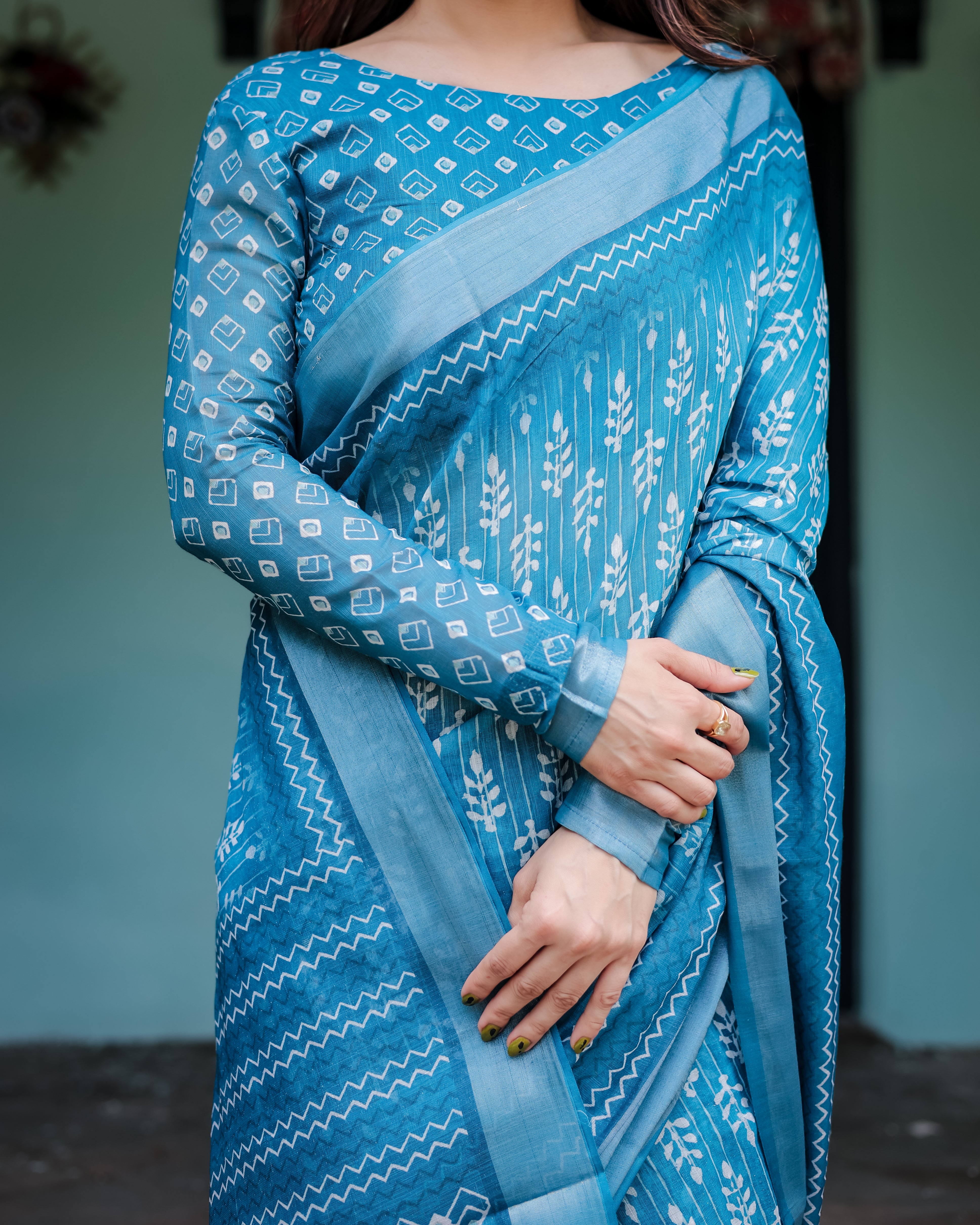Indigo Weave Linen Saree