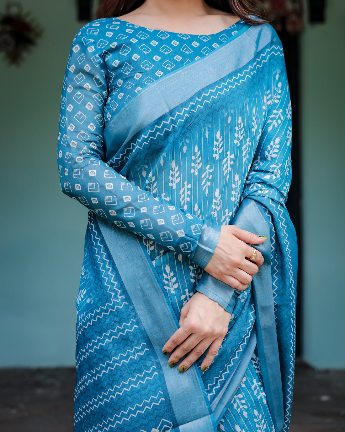 Indigo Weave Linen Saree