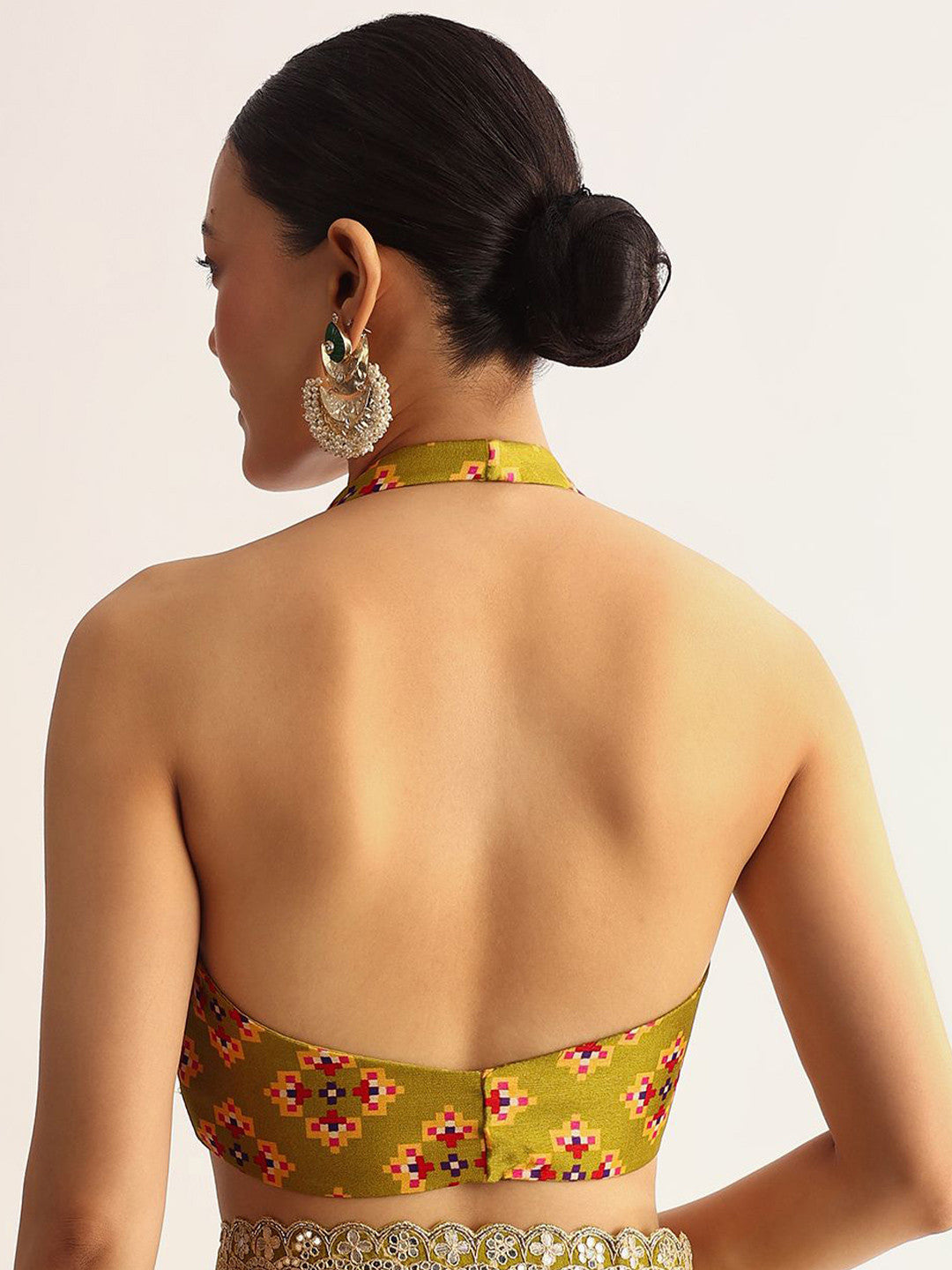 Manipuri Silk Printed Saree with Geometric Zigzag Print, Embroidery Lace & Designer Pallu
