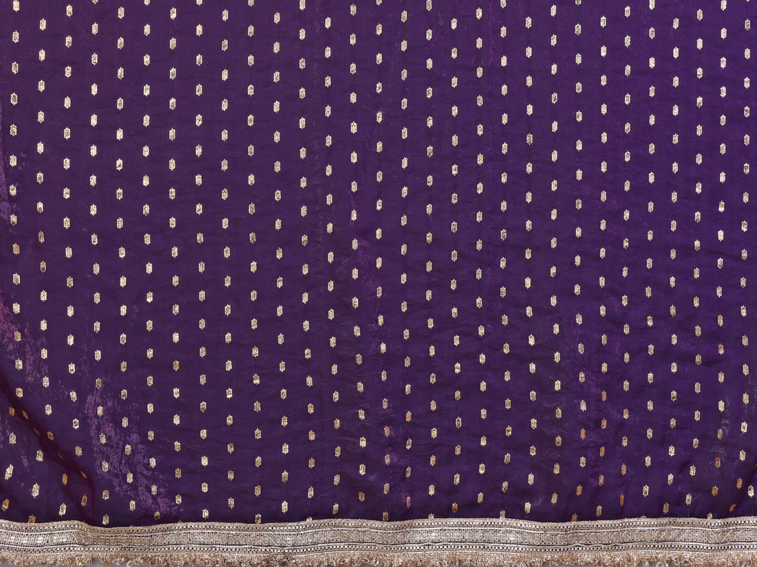 Silk Satin (Fendi) Saree with Foil Butti Work and Designer Lace Border