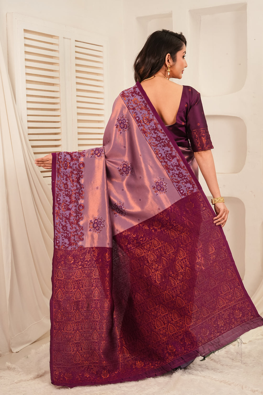 Purple & Mauve Woven Silk Saree