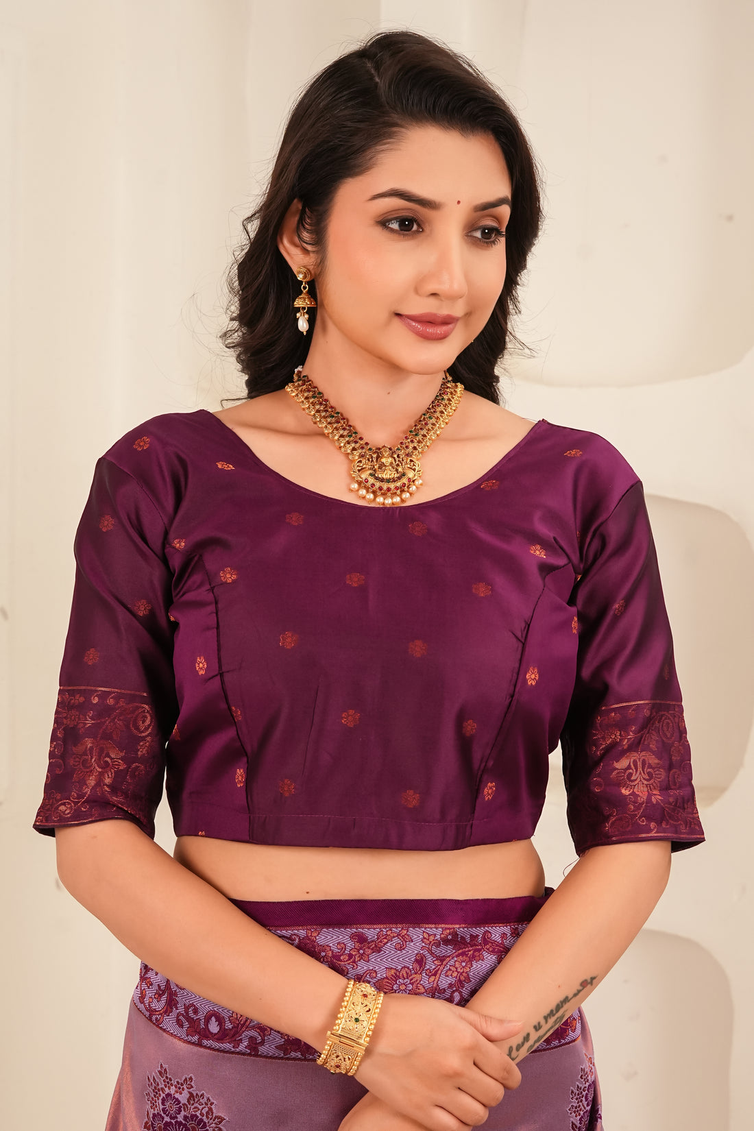 Purple & Mauve Woven Silk Saree