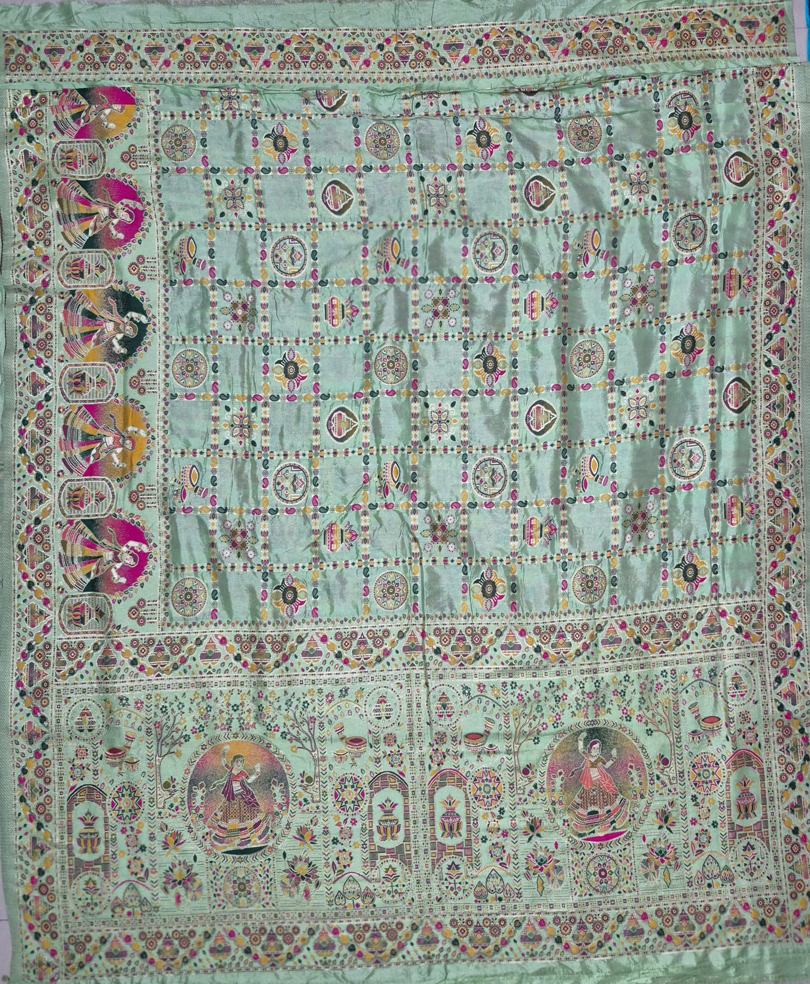 Pastel Green Traditional Pashmina Saree