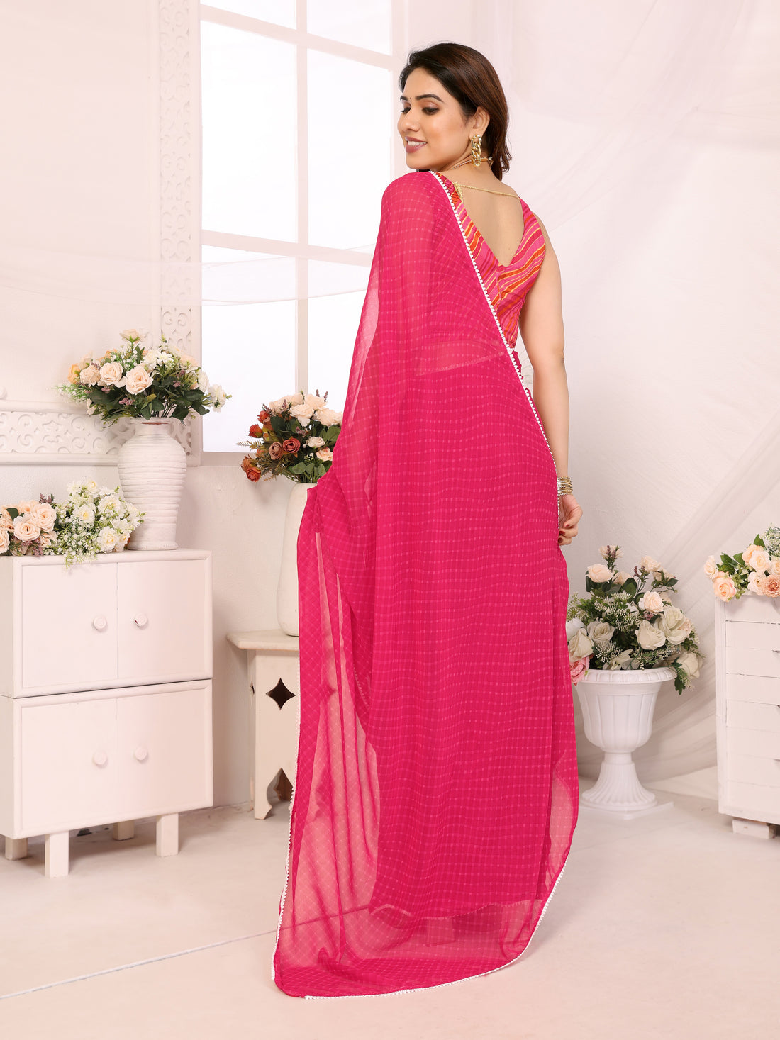 Dark Pink Ready to Wear Saree
