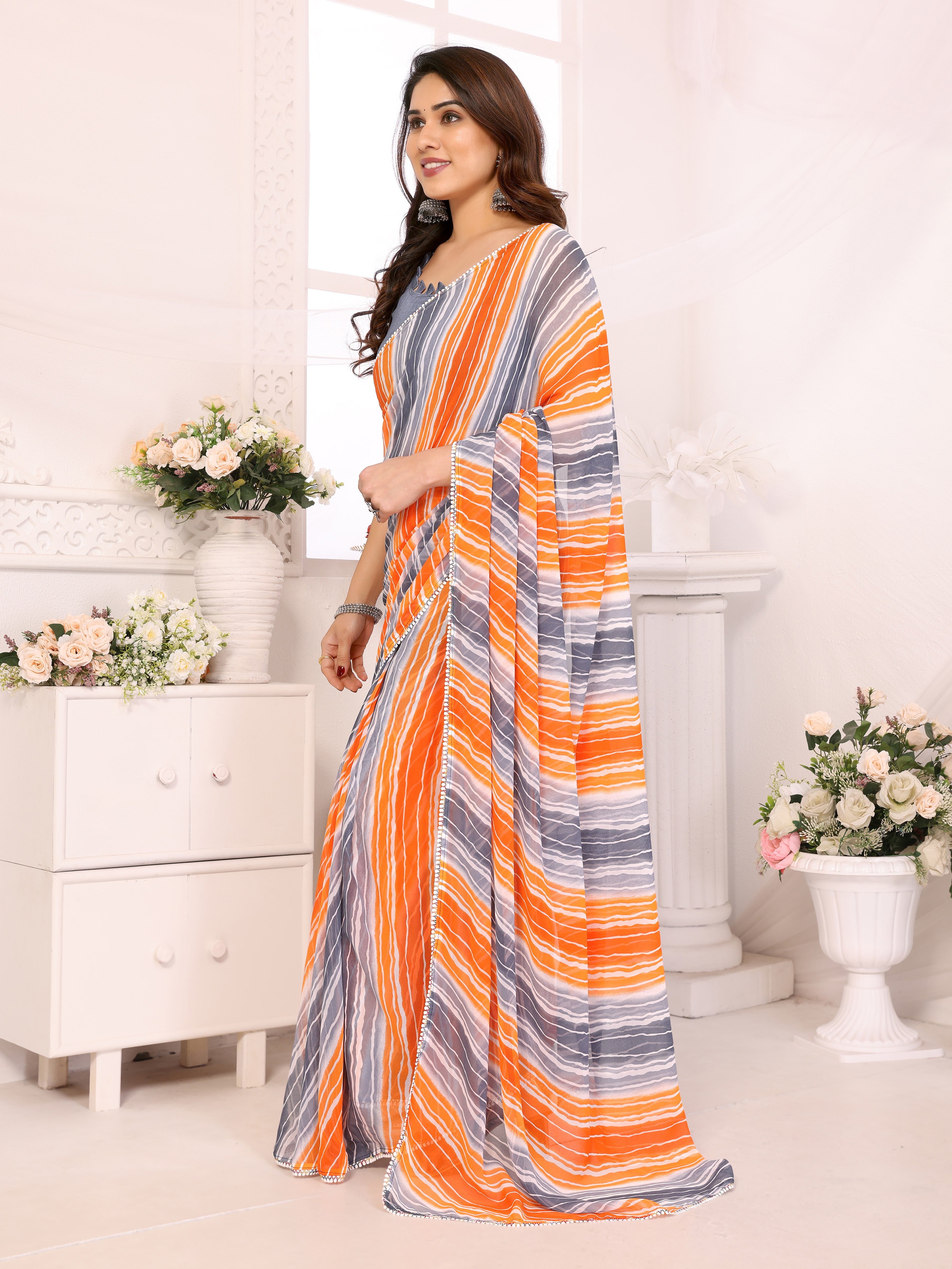 Fire Grey Ready to Wear Saree