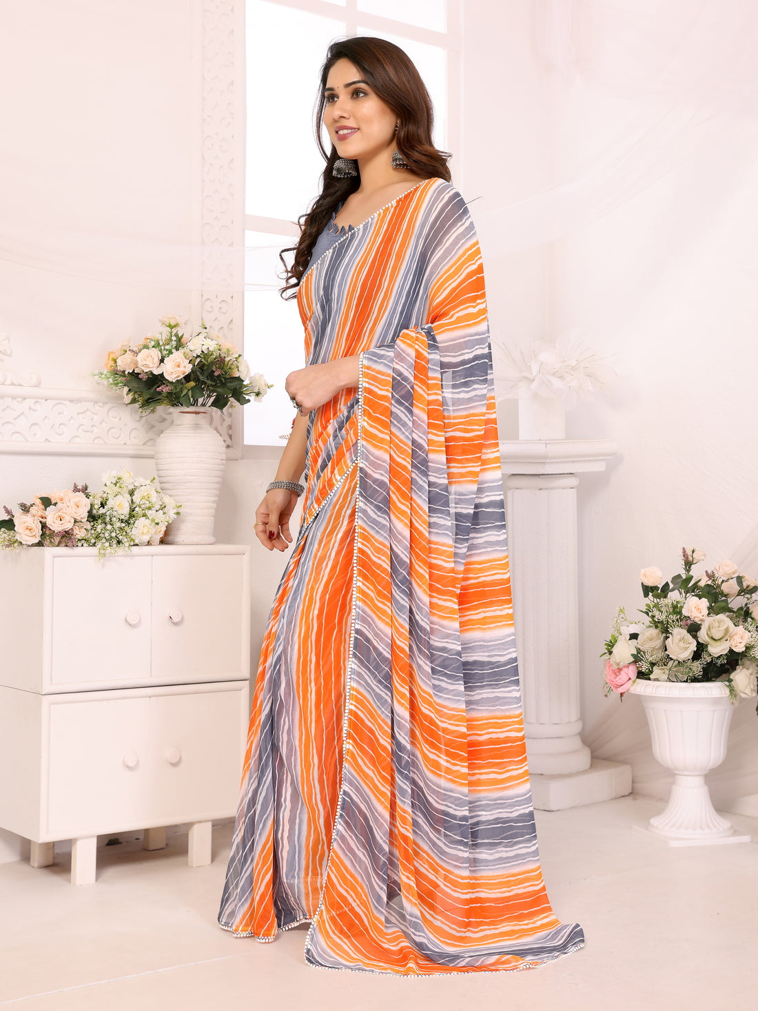 Fire Grey Ready to Wear Saree