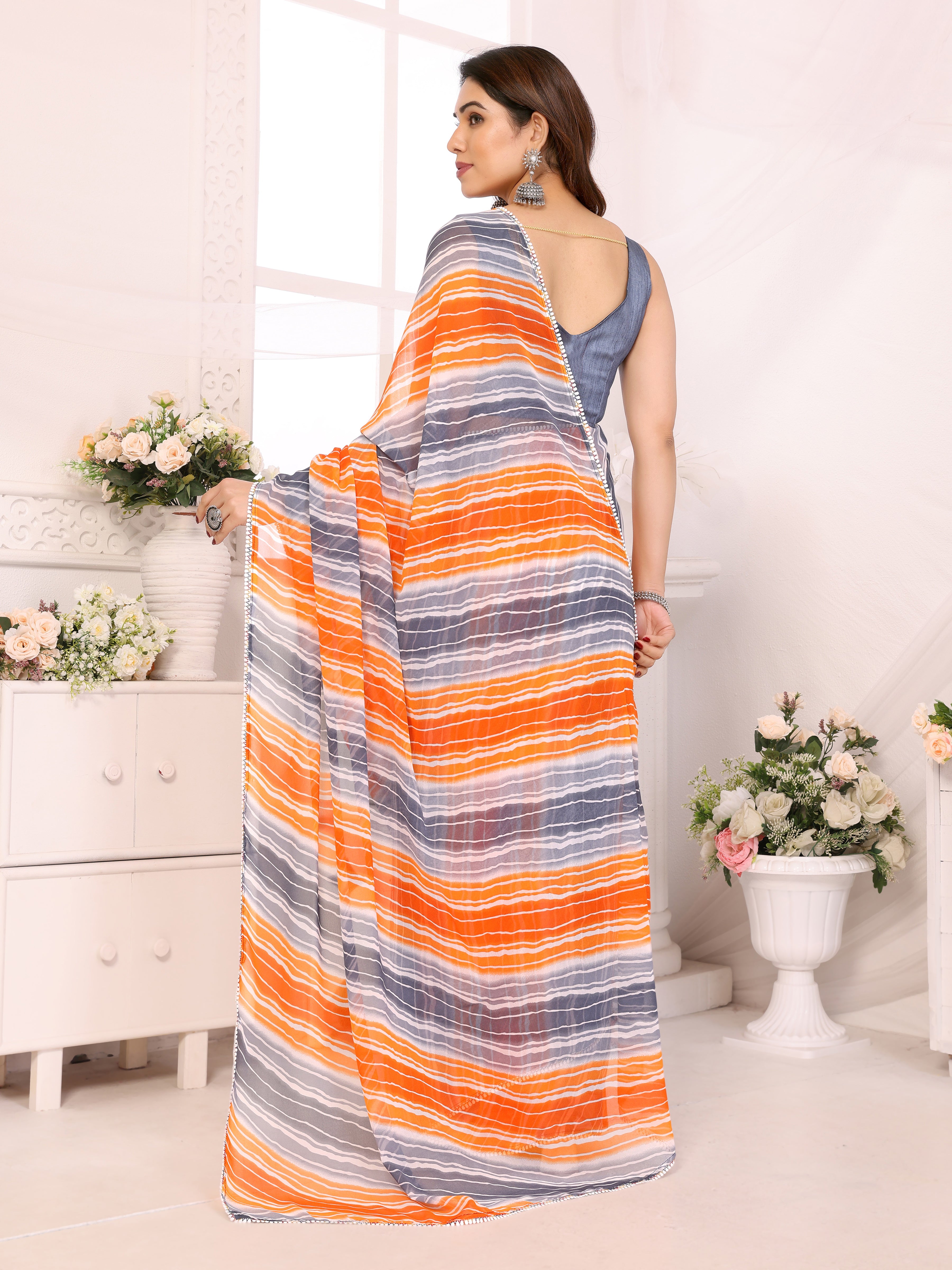 Fire Grey Ready to Wear Saree