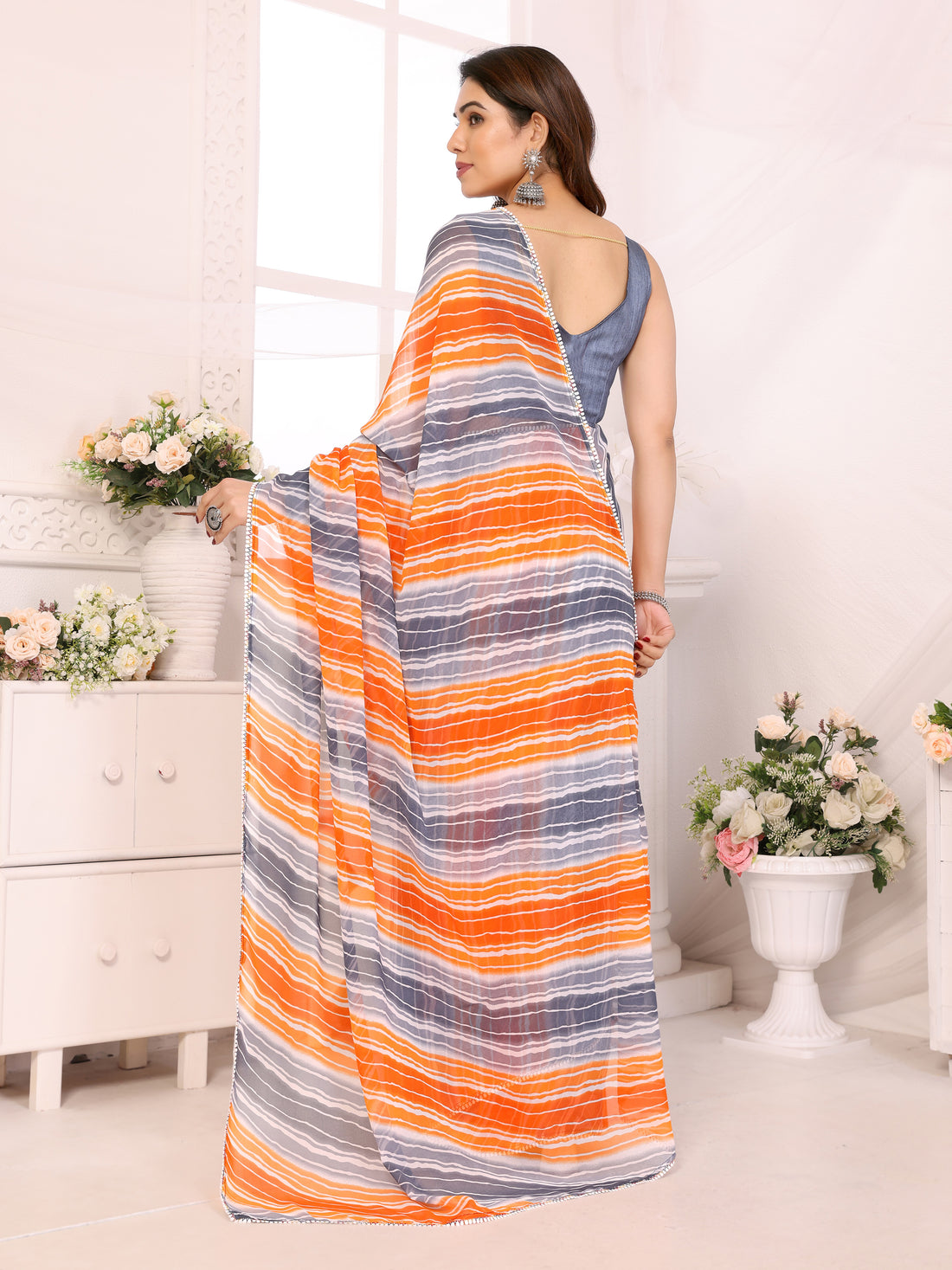 Fire Grey Ready to Wear Saree