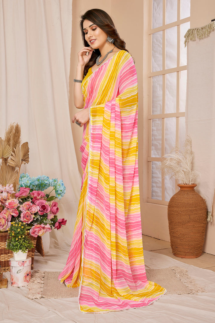 Lemon Yellow Ready to Wear Saree