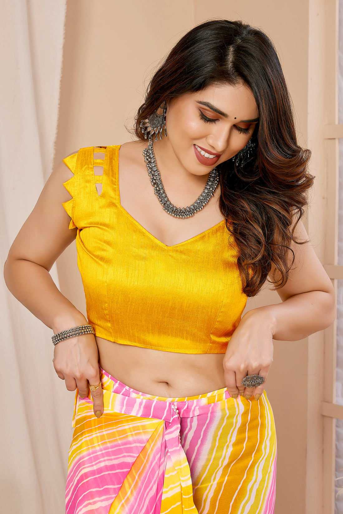 Lemon Yellow Ready to Wear Saree