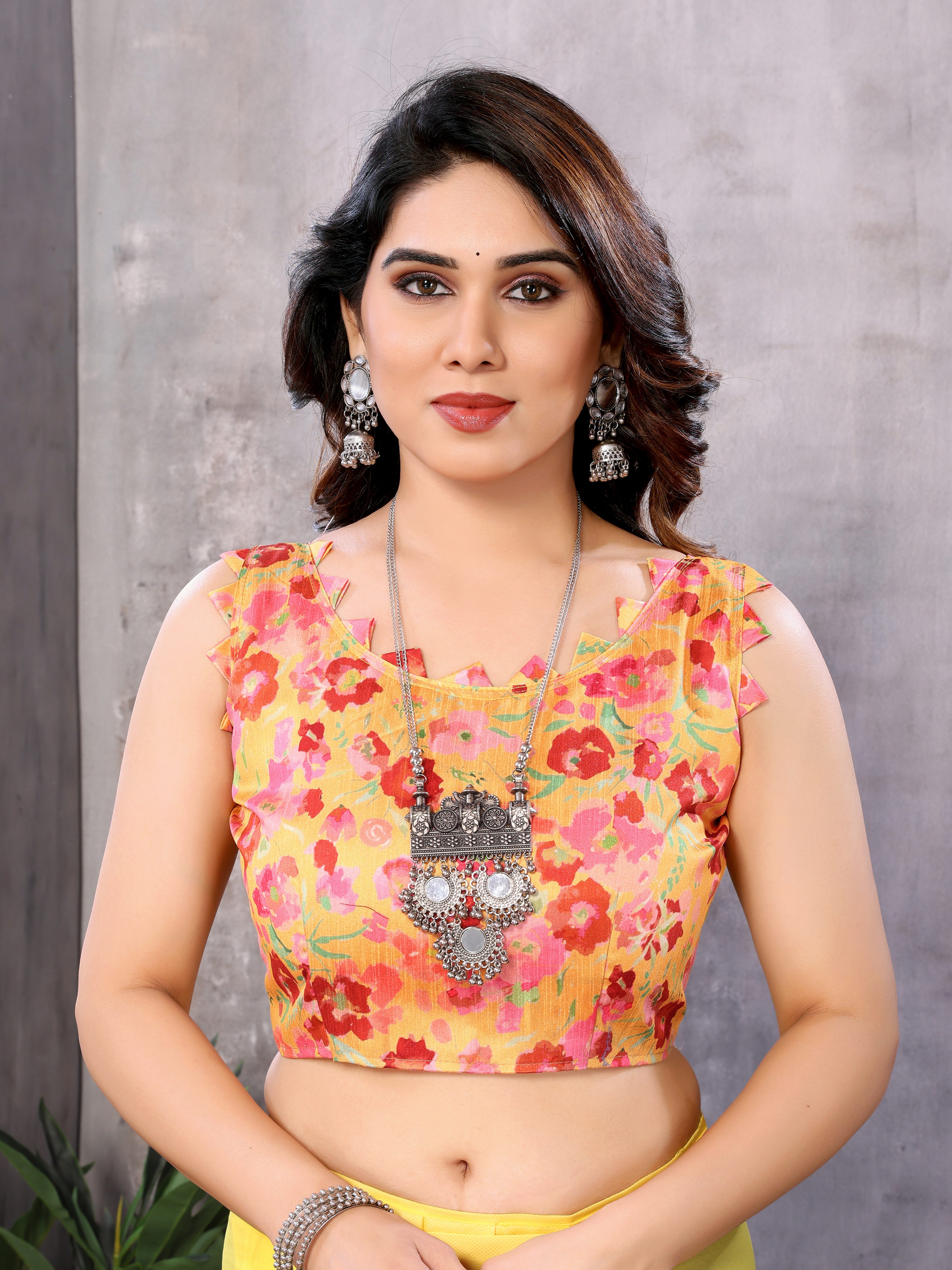 Yellow & Pink Georgette Silk Ready-to-Wear Saree