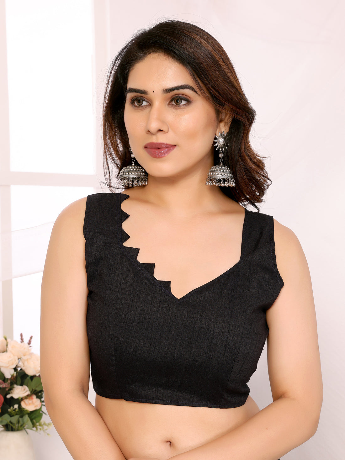 Elegant Black Georgette Silk Ready-to-Wear Saree