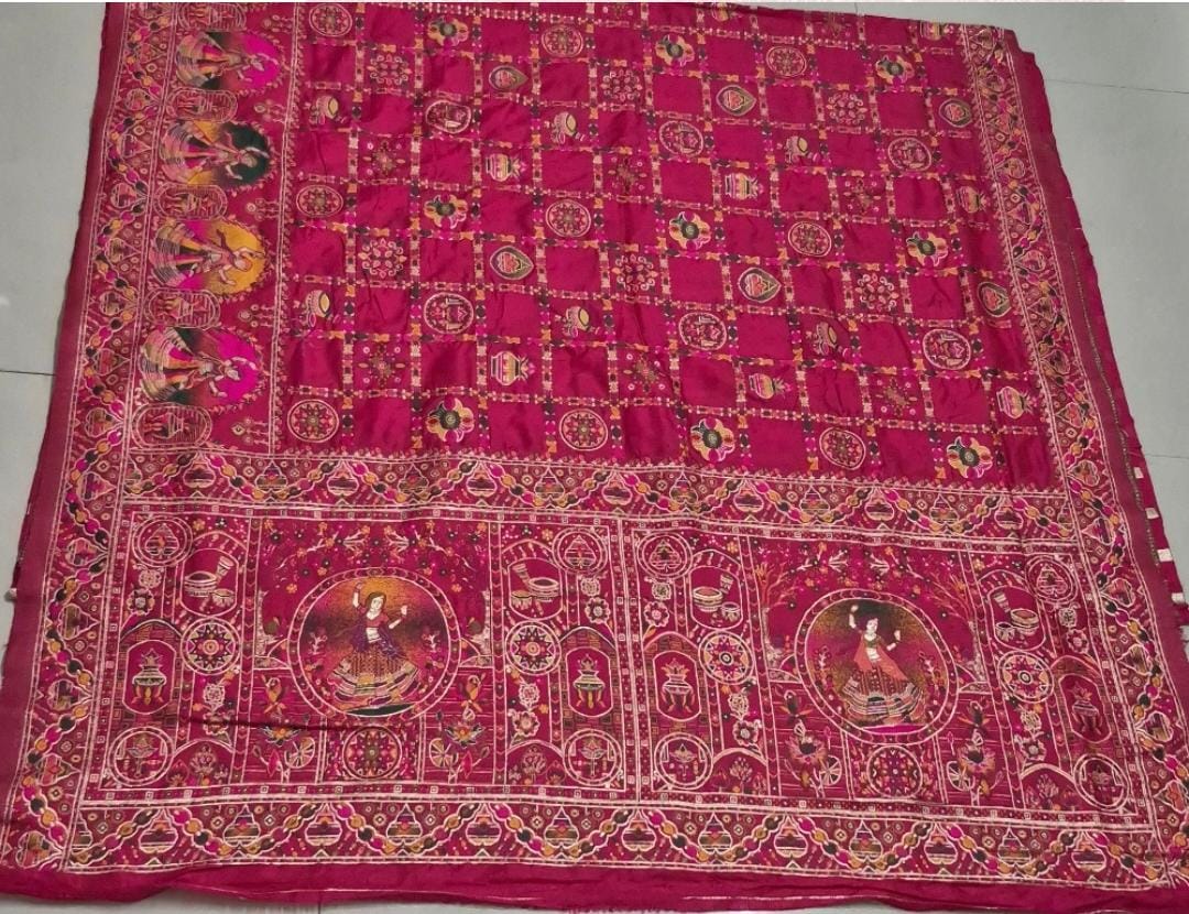 Magenta(Pink) Traditional Pashmina Saree