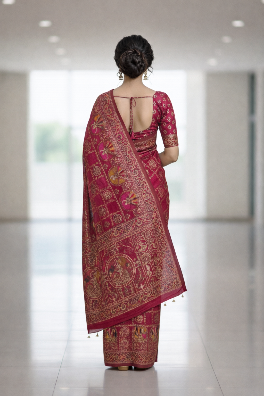 Magenta(Pink) Traditional Pashmina Saree