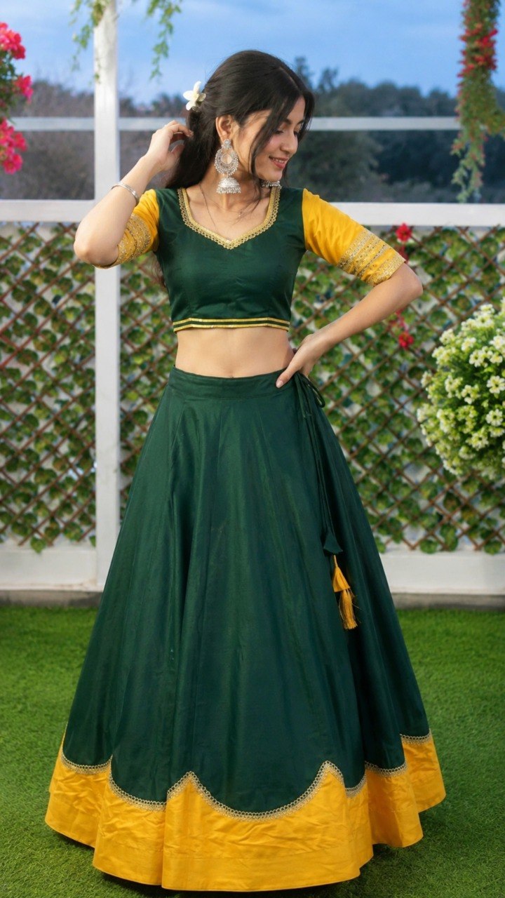 Women's Black Pure Rayon Navratri Lehenga Choli | Traditional Dandiya, Festival & Party Wear