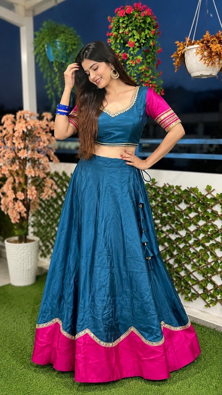 Women's Black Pure Rayon Navratri Lehenga Choli | Traditional Dandiya, Festival & Party Wear
