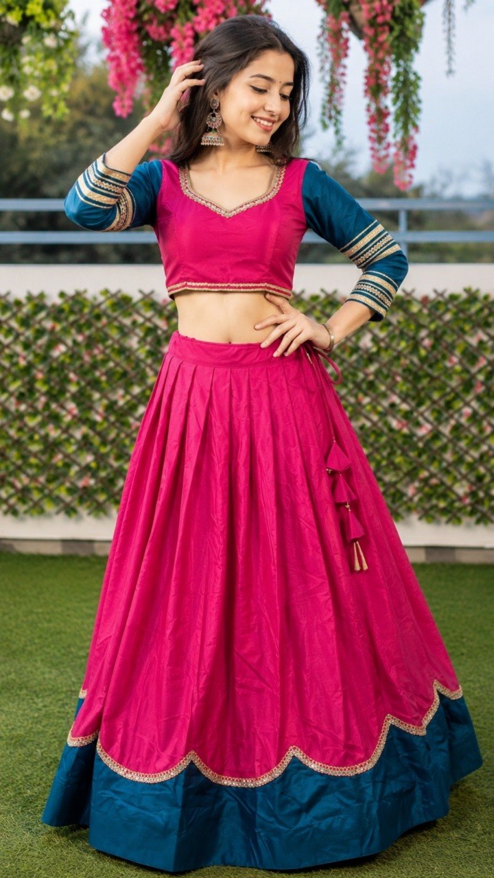Women's Black Pure Rayon Navratri Lehenga Choli | Traditional Dandiya, Festival & Party Wear