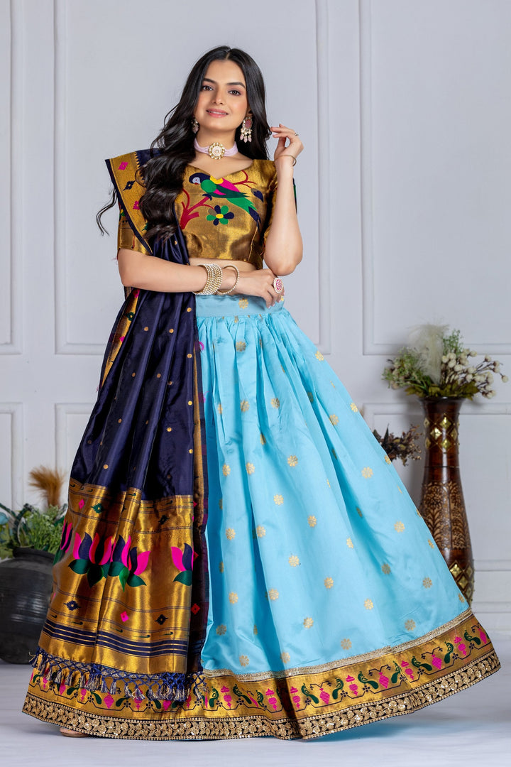 Women's Pink Jacquard Lichi Silk Lehenga Choli with Purple Paithani Style Dupatta | Traditional Wedding, Festive & Party Wear
