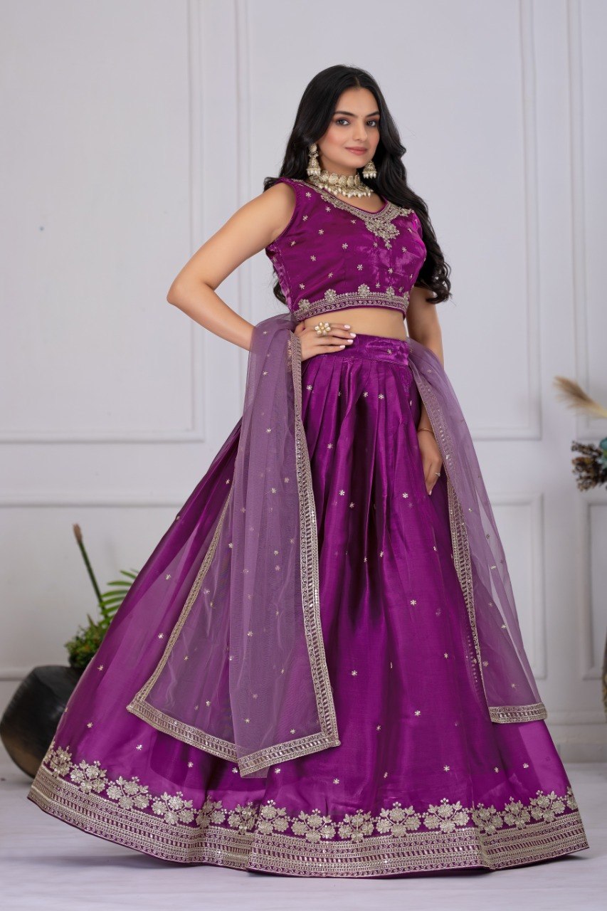 Women's Olive Green Embroidered Jimmy Choo Lehenga Choli with Soft Net Dupatta | Designer Wedding, Reception, Engagement & Festive Wear Lehenga Set