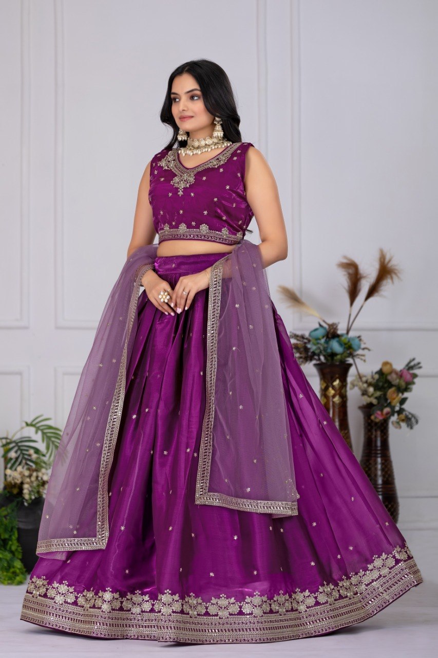 Women's Olive Green Embroidered Jimmy Choo Lehenga Choli with Soft Net Dupatta | Designer Wedding, Reception, Engagement & Festive Wear Lehenga Set