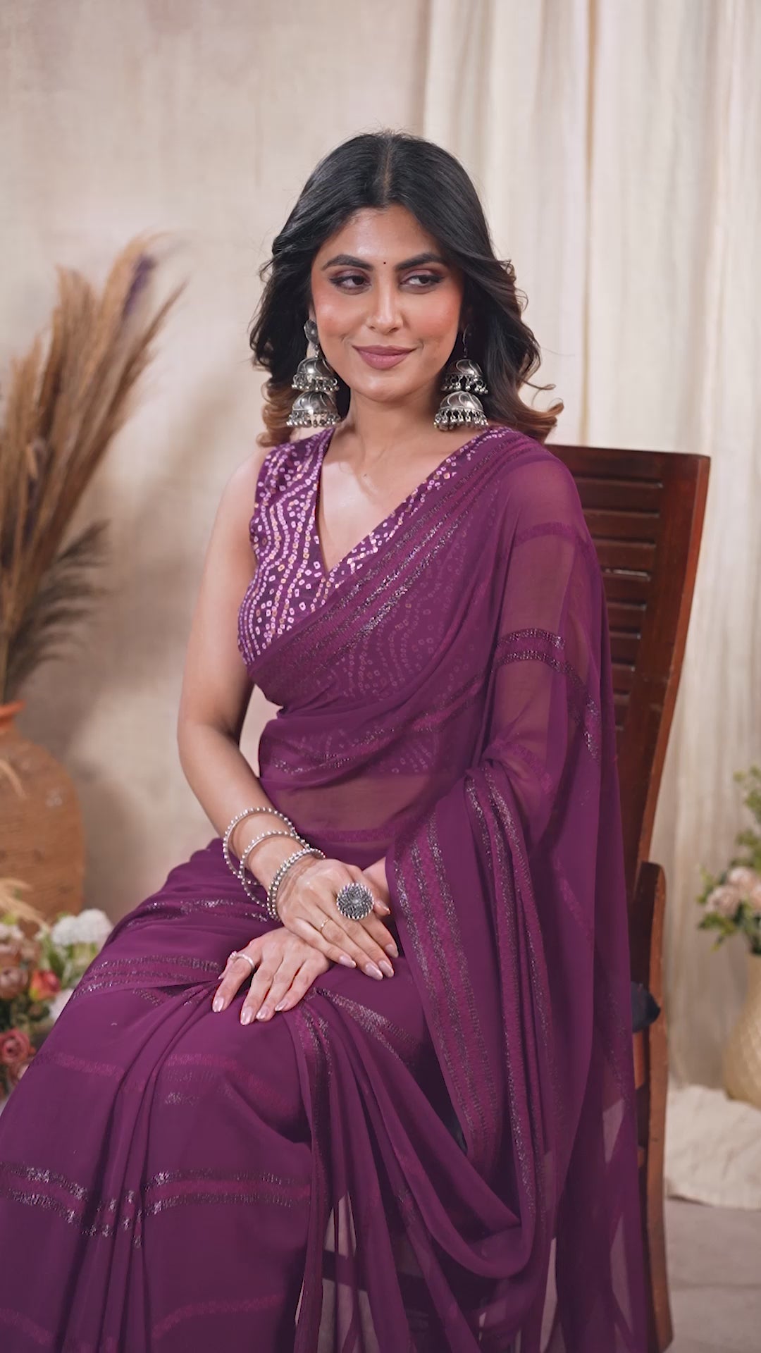 Georgette Silk Saree with Kaju Patta Pattern & Printed Foil Work Blouse