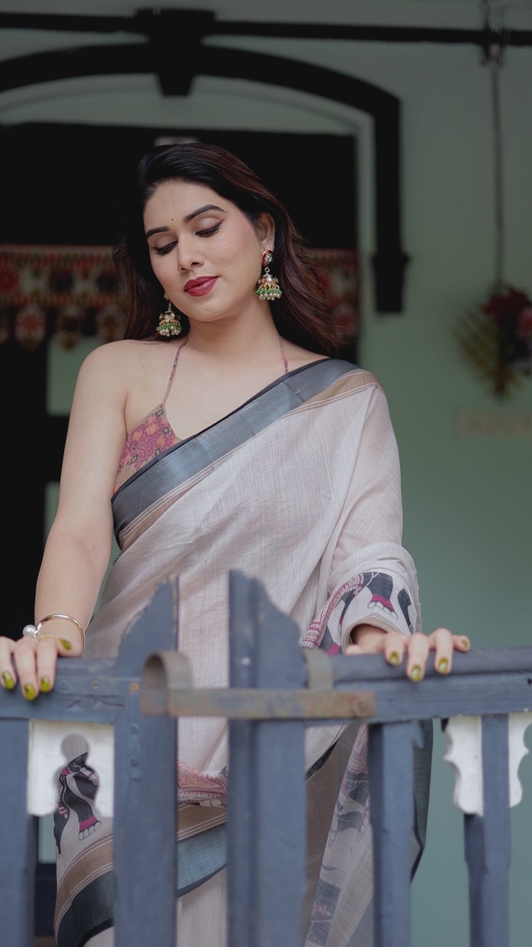 Heritage Elephant Border Handwoven Saree
