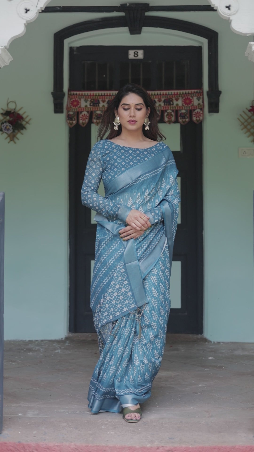 Indigo Weave Linen Saree