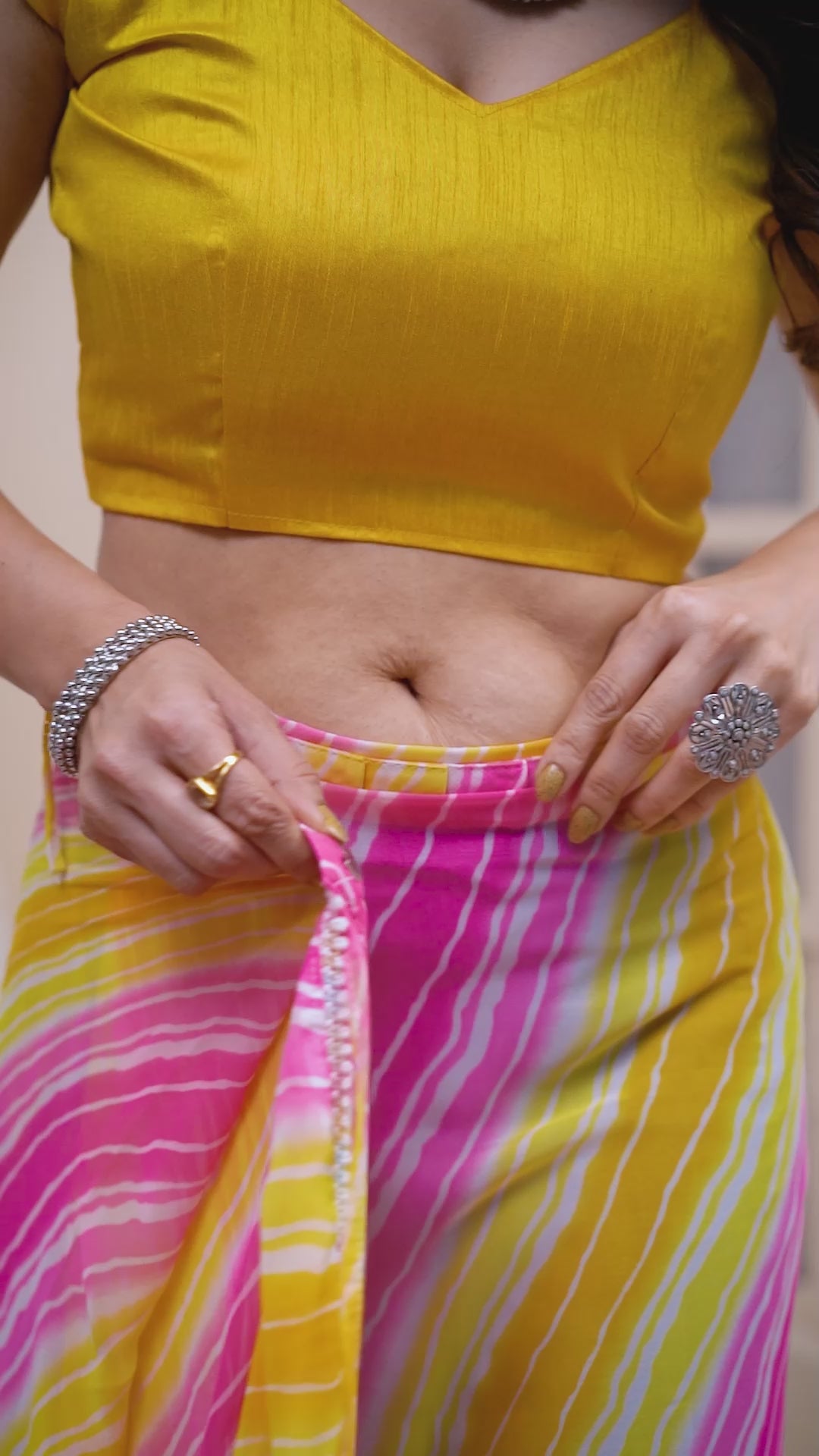 Lemon Yellow Ready to Wear Saree