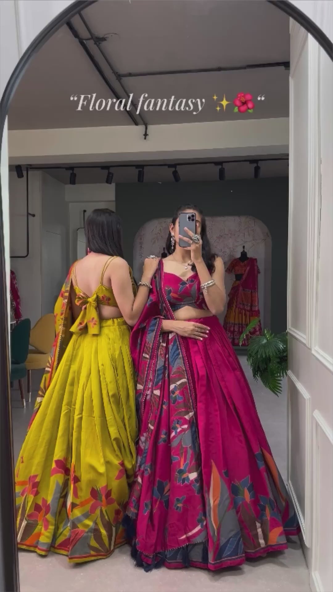 Women's Yellow Tusser Silk Floral Printed Lehenga Choli with Foil Work & Gotta Patti Lace Dupatta | Designer Festive, Navratri, Garba & Wedding Wear