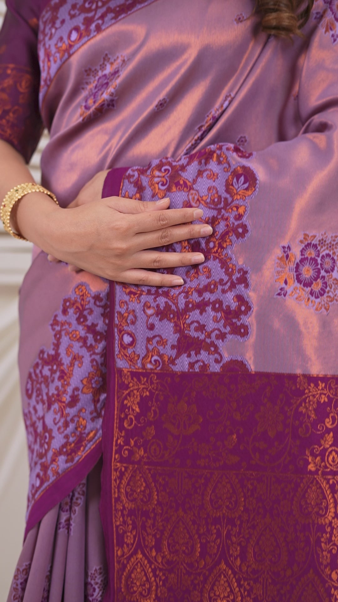 Purple & Mauve Woven Silk Saree
