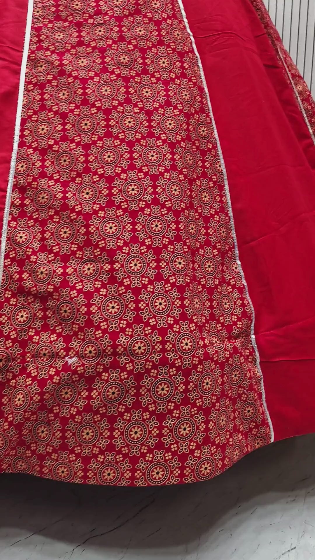 Women's Red Cotton Ajrakh Print Navratri Lehenga Choli with Dupatta | Dandiya, Festival & Ethnic Wear