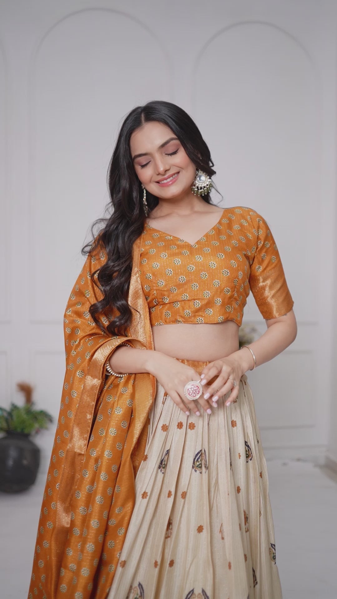 Women's Cream & Teal Heavy Lichi Jacquard Lehenga Choli with Dupatta | Wedding & Festive Wear
