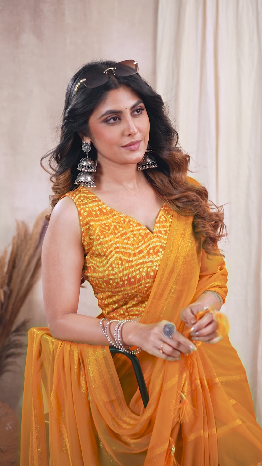 Georgette Silk Saree with Kaju Patta Pattern & Printed Foil Work Blouse