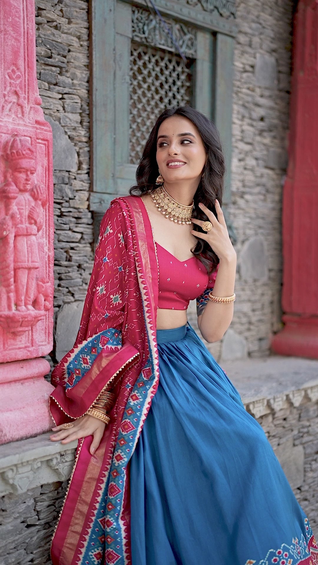 Women's Black Tusser Silk Floral Printed Lehenga Choli with Foil Work & Gotta Patti Dupatta | Designer Festive, Wedding & Party Wear